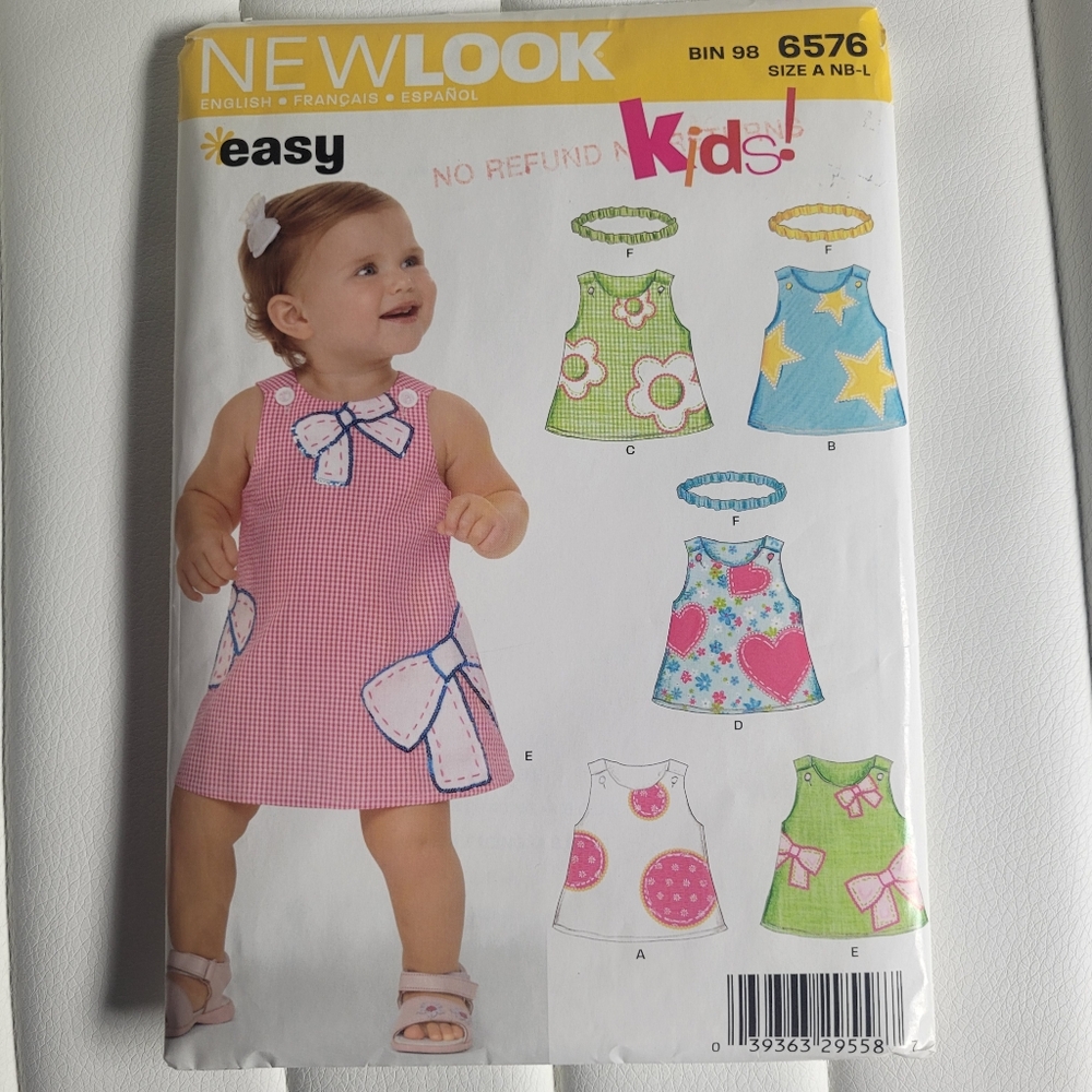 New Look Sewing Pattern Kids Dresses 6576 Size A NB-L Uncut